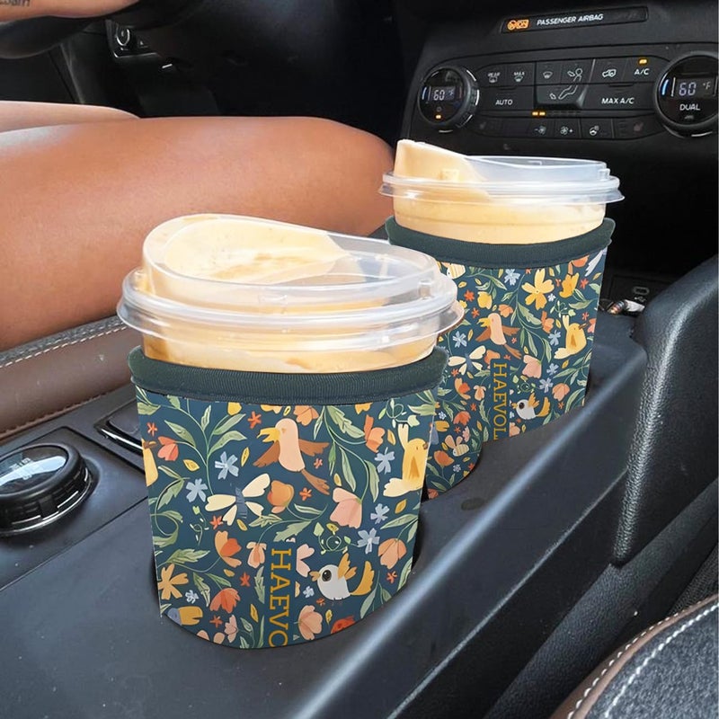 Haevola Reusable Insulated Neoprene Iced Coffee Cup Sleeve, Durable Drink Sleeve for Cold Beverages, Beverage Holder for Iced Coffee (Joyous Jungle) - Image 4
